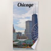 Chicago Skyline Navy Pier & Hancock Strandlaken (Voorkant)