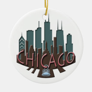 Chicago Skyline newwave chocolade Keramisch Ornament