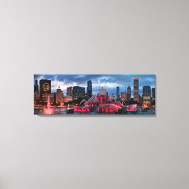 Chicago Skyline op Canvas 12x36 Afdruk