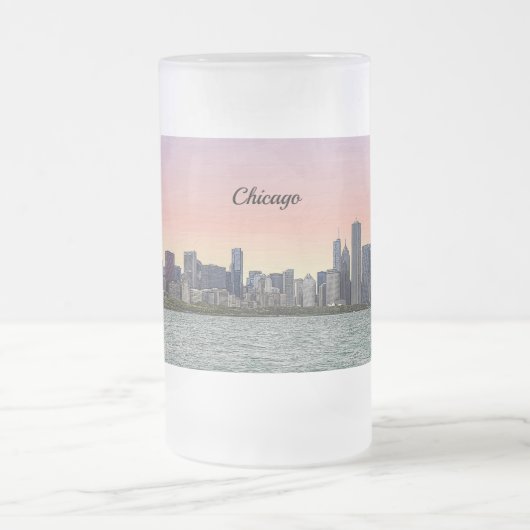 Chicago Skyline Painterly Frosted Mok (Center)