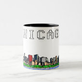 Chicago Skyline Pixel Art Coffee Mok (Center)