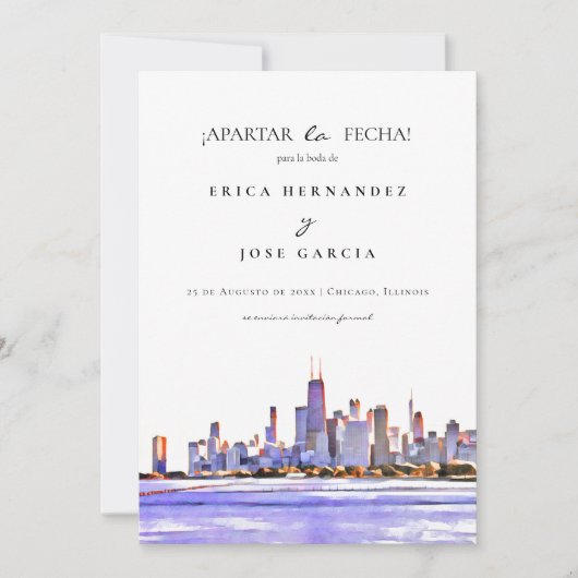 Chicago Skyline plat ¡Apartar la fecha ! Carte (Devant)