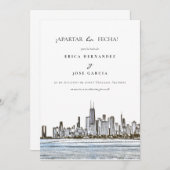 Chicago Skyline plat ¡Apartar la fecha ! Carte (Devant / Derrière)