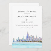 Chicago Skyline plat ¡Reserva la fecha ! Carte (Devant / Derrière)