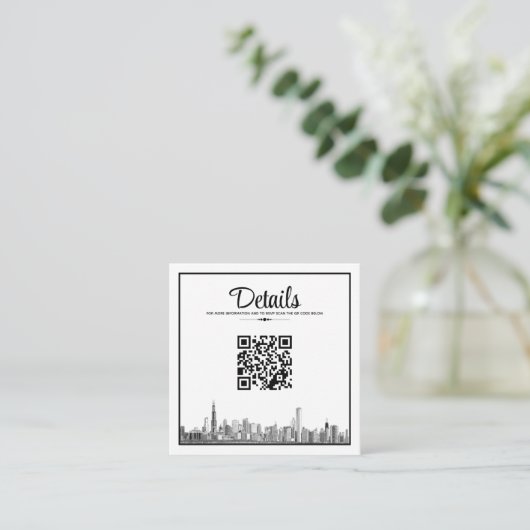 Chicago Skyline QR-code Informatiekaartje (Staand voorkant)