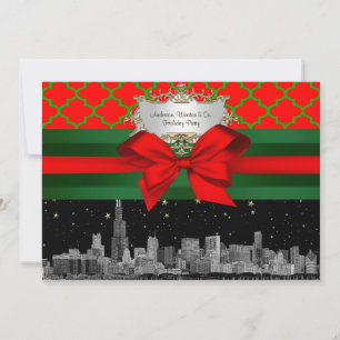 Chicago Skyline, Red Green Quatrefoil mas Kaart