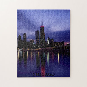 Chicago Skyline River Light Reflection in Dusk Legpuzzel