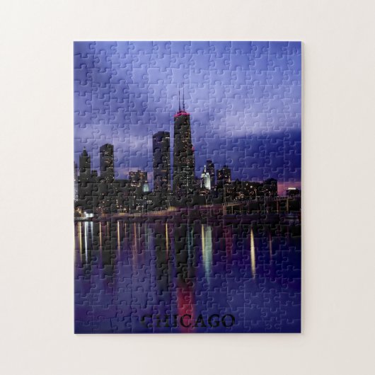 Chicago Skyline River Light Reflection in Dusk Legpuzzel (Verticaal)