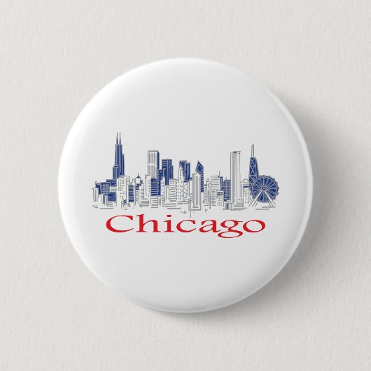 Chicago-Skyline Ronde Button 5,7 Cm (Voorkant)