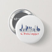 Chicago-Skyline Ronde Button 5,7 Cm (Voorkant /achterkant)