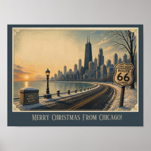 Chicago Skyline Route 66 Vakantie Escape Poster