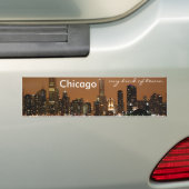 Chicago Skyline 's nachts bij Navy Pier Bumpersticker (Op auto)