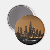 Chicago Skyline 's nachts in het centrum van John  Magneet (Voorkant / Achterkant)