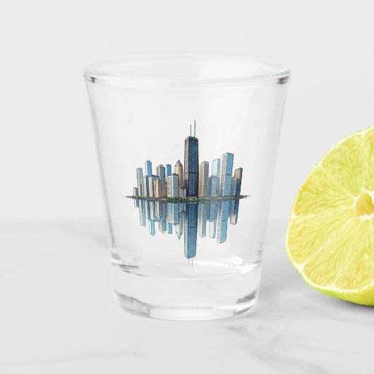 Chicago Skyline Shot Glass Glas (Voorkant)