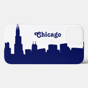 Chicago Skyline Silhouette Blue iPhone 13 Hoesje