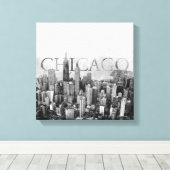 Chicago Skyline Sketch Canvas Afdruk (Insitu (Houten vloer))