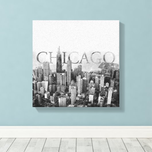 Chicago Skyline Sketch Canvas Afdruk (Insitu (Houten vloer))