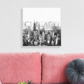Chicago Skyline Sketch Canvas Afdruk (Insitu (Woonkamer))