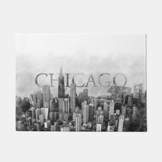 Chicago Skyline Sketch Deurmat (Voorkant)