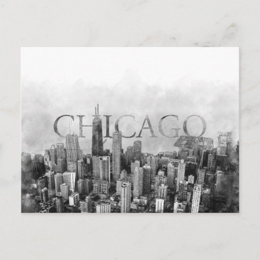 Chicago Skyline Sketch Feestdagenkaart (Voorkant)
