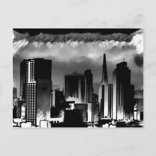 Chicago Skyline Sketch in Black en White Briefkaart