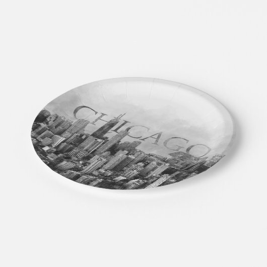 Chicago Skyline Sketch Papieren Bordje (Gekanteld)