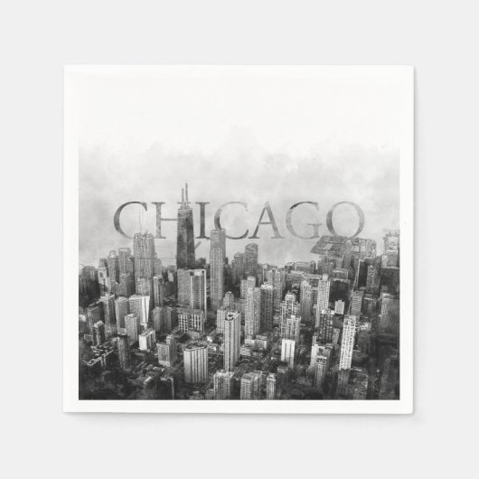 Chicago Skyline Sketch Servet (Voorkant)