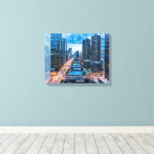 Chicago Skyline Skyscrapers Canvas Afdruk (Insitu (Houten vloer))