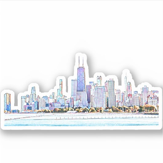 Chicago Skyline Sticker (Voorkant)