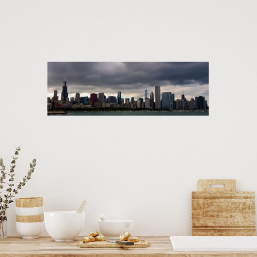 Chicago Skyline - Stormclouds - Affiche couleur (Cuisine)