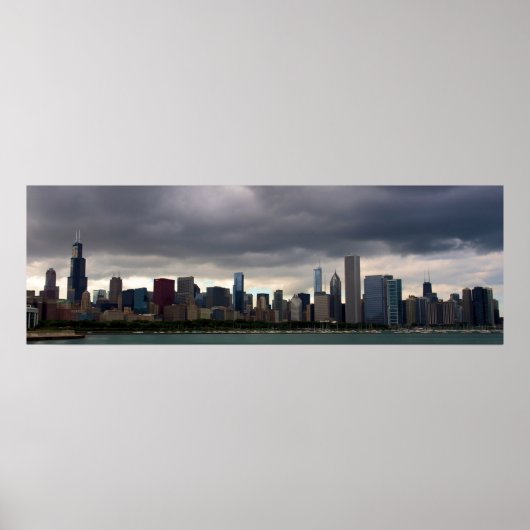 Chicago Skyline - Stormclouds - Affiche couleur (Devant)