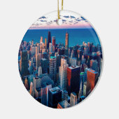 Chicago Skyline Sundown Keramisch Ornament (Links)