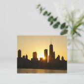 Chicago Skyline Sunset Briefkaart (Staand voorkant)