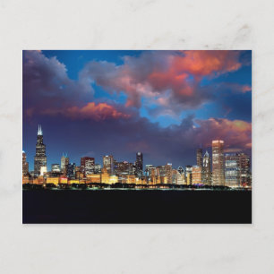 Chicago Skyline Sunset Briefkaart