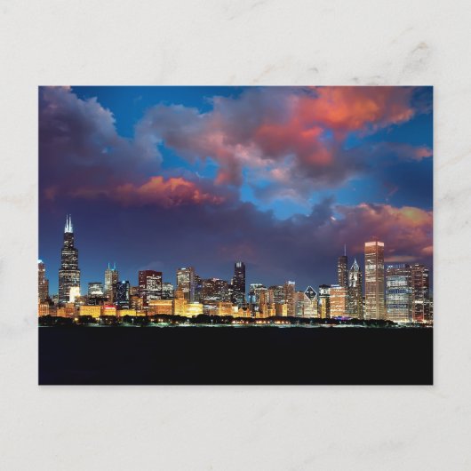 Chicago Skyline Sunset Briefkaart (Voorkant)