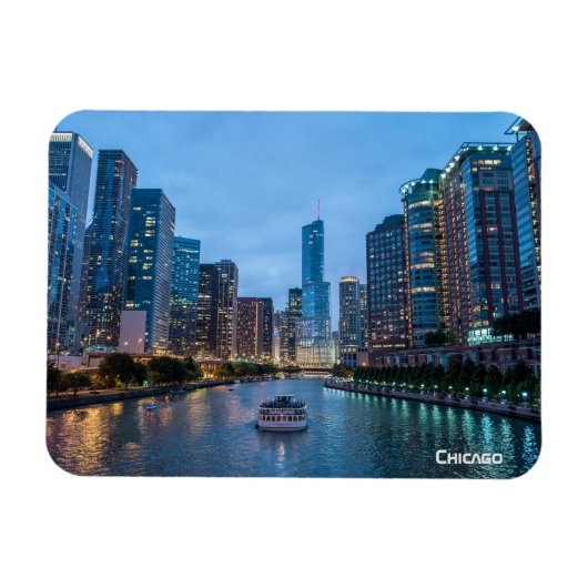 Chicago Skyline Sunset River Magneet (Horizontaal)