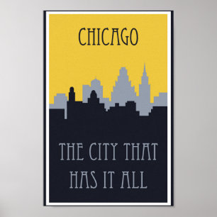  Chicago Skyline Travel Poster