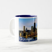 Chicago Skyline Tweekleurige Koffiemok (Voorkant links)