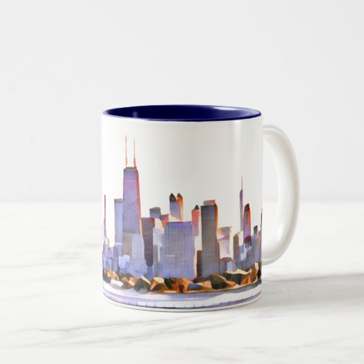 Chicago Skyline Two-Tone Coffee Mok (Voorkant rechts)