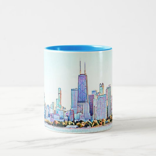 Chicago Skyline Two-Tone Coffee Mok (Center)