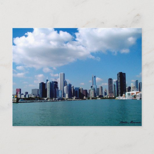 Chicago skyline-uitzicht van Navy Pier Briefkaart (Voorkant)
