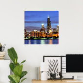 Chicago skyline van de Adler Planetarium Poster (Thuiskantoor)