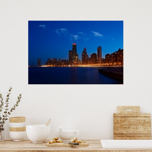 Chicago Skyline van North Avenue Beach Poster (Keuken)