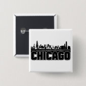 Chicago Skyline Vierkante Button 5,1 Cm (Voorkant /achterkant)