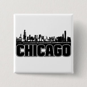 Chicago Skyline Vierkante Button 5,1 Cm