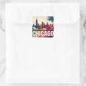 Chicago Skyline Vierkante Sticker (Tas)