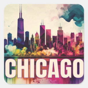 Chicago Skyline Vierkante Sticker