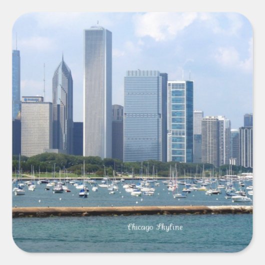 Chicago Skyline Vierkante Sticker (Voorkant)