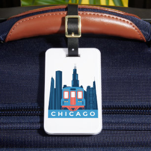 Chicago Skyline Vintage Travel Bagagelabel