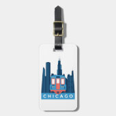 Chicago Skyline Vintage Travel Bagagelabel (Voorkant verticaal)